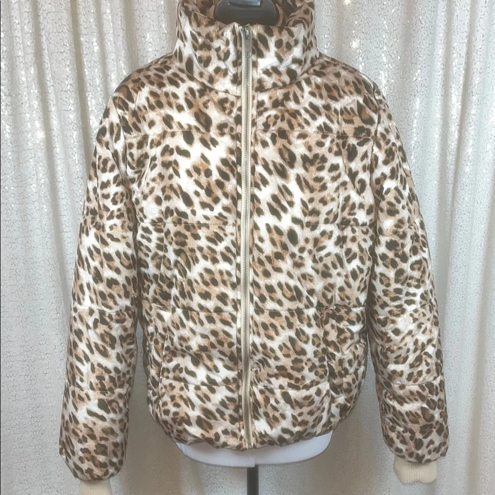 Gianni Bini Leopard Print Puffer - Picture 1 of 5